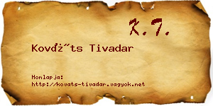 Kováts Tivadar névjegykártya