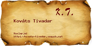 Kováts Tivadar névjegykártya